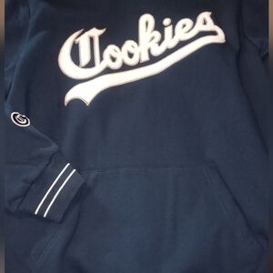 Cookies Navy Hoodie with White Chenille Fuzz Puff Logo
